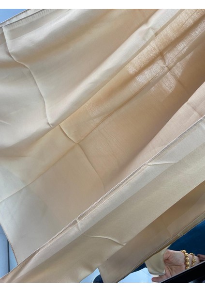 Cardion Kenar Şerit Desen Pamuk Ipek Şal Bej Renk indirimleri