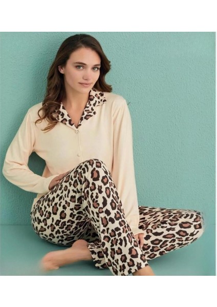 Kadın Gömlek Yaka Termal Pijama Takımı 14300/1 - 1 Adet