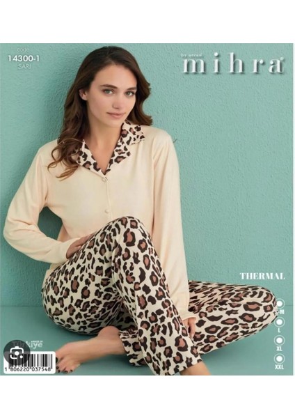 Kadın Gömlek Yaka Termal Pijama Takımı 14300/1 - 1 Adet