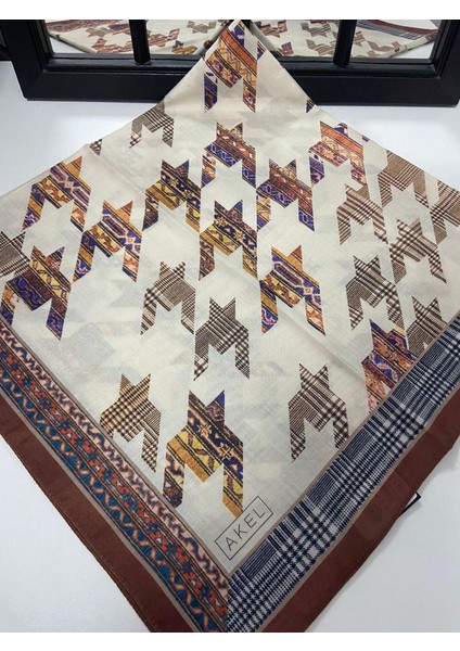 Akel Soft Pamuk Eşarp Kahverengi, Bej