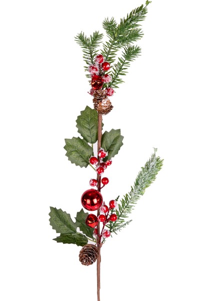 Yılbaşı Çiçeği Pike Karlı Berry Kozalaklı Çanlı ve Toplu Kırmızı-Yeşi