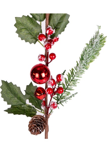 Yılbaşı Çiçeği Pike Karlı Berry Kozalaklı Çanlı ve Toplu Kırmızı-Yeşi