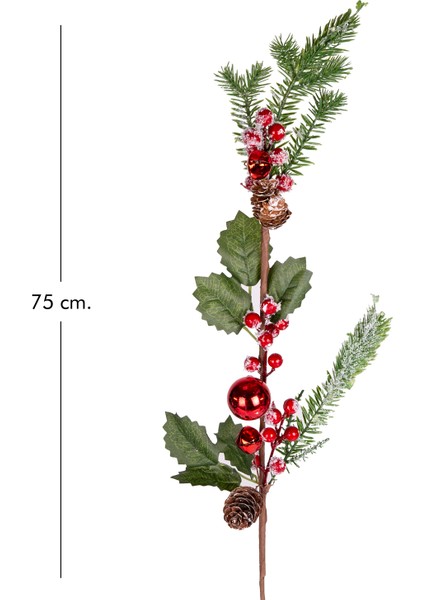Yılbaşı Çiçeği Pike Karlı Berry Kozalaklı Çanlı ve Toplu Kırmızı-Yeşi