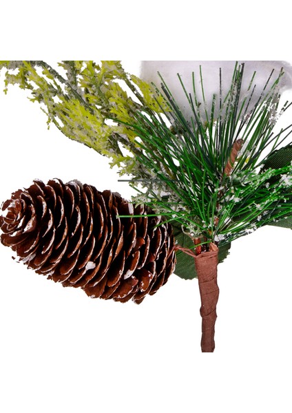 Yılbaşı Çiçeği Pike Berry Kuşlu Kozalaklı Yeşil 20 Cm.