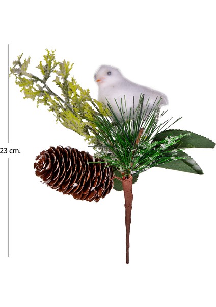 Yılbaşı Çiçeği Pike Berry Kuşlu Kozalaklı Yeşil 20 Cm.