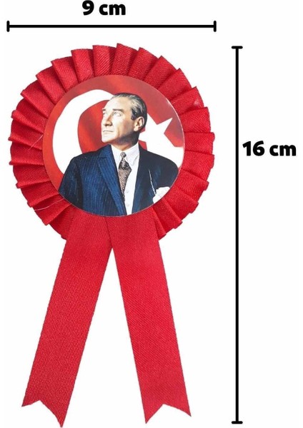 Kurdele Rozet Atatürk 5 Adet