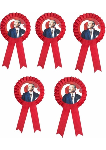 Kurdele Rozet Atatürk 5 Adet