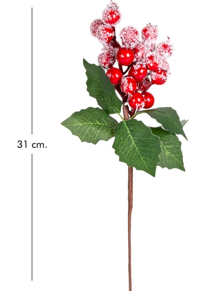 Yılbaşı Çiçeği Pike Karlı Berry Kırmızı-Yeşil 30 Cm.