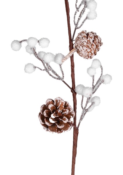 Yılbaşı Çiçeği Pike Kar Efektli Berry Kozalaklı Beyaz 70 Cm. fiyatları