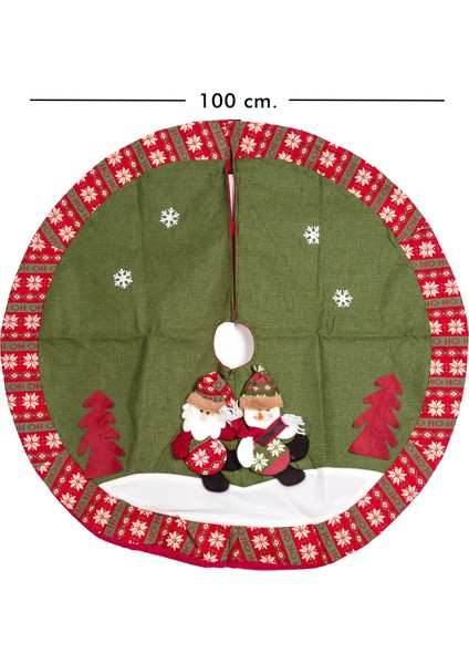 Yılbaşı Süsü Çam Örtüsü Noel Baba Kardan Adam Figürlü Yeşil 100 Cm. fırsatları