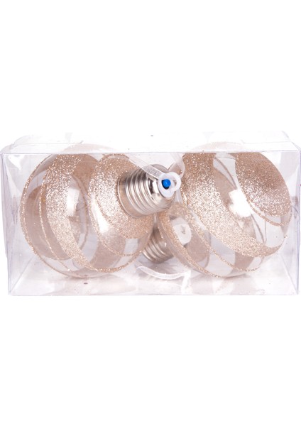 Yılbaşı Topu Ampul LED Işıklı Gold Simli 2'li Paket Şampanya 7 Cm. fiyatları