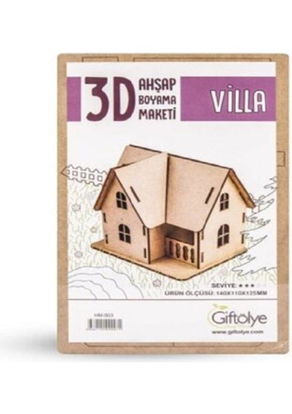 3D Ahşap Boyama Maketi Villa Modeli