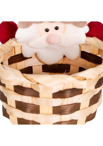 Yılbaşı Süsü Sepet Noel Baba Figürlü Kahverengi-Kırmızı 10X11 Cm. modelleri