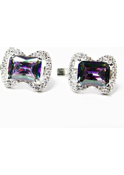 Gümüş Baget Mistik Topaz Taşlı Kadın Kolye Küpe modelleri