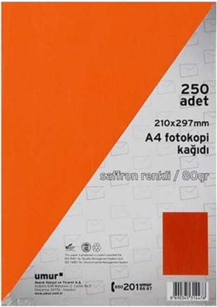 A4 Renkli Fotokopi Kağıdı 80 gr 250 Yaprak - Safran