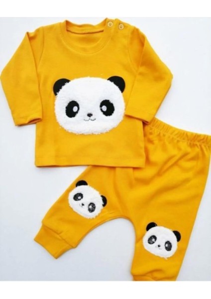 Bebek Panda Nakışlı Alt Üst Penye Takım Pamuk