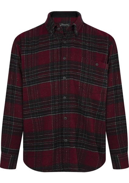 Regular Fit Erkek Kışlık Hakiki Oduncu Gömleği BORDO-6913