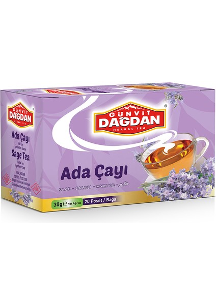 Günvit Dağdan Ada Çayı Kutu Natürel Sallama Poşet Çay 20'li