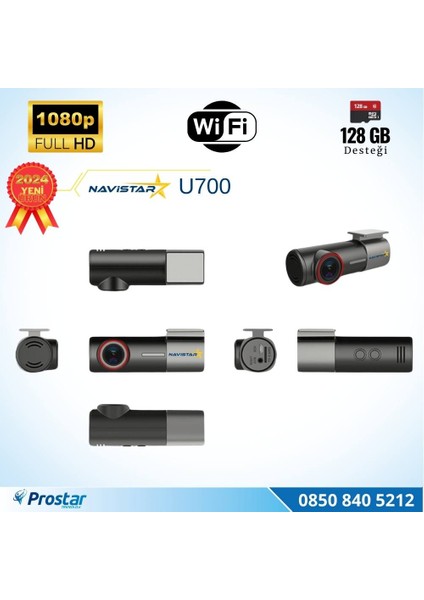 U700 Wifi 1080P 170° Geniş Açı Gece Görüşlü 128 GB Deste