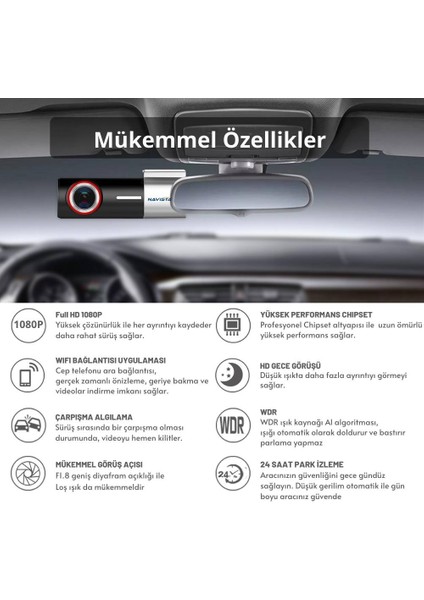 U700 Wifi 1080P 170° Geniş Açı Gece Görüşlü 128 GB Deste