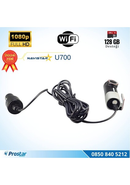 U700 Wifi 1080P 170° Geniş Açı Gece Görüşlü 128 GB Deste