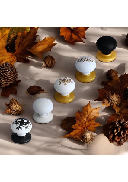 Düğme Kulp Desenli Beyaz Siyah Mobilya Mutfak Dolabı Çekmece Dolap Kulpu Kulbu 5 Adet indirimleri