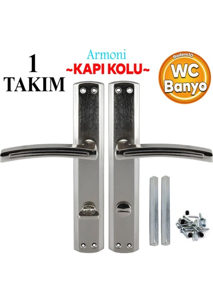Wc Banyo Kapı Kolu Nikel Inox Aynalı Sağa Sola Uygun Iç Dış Wc Kapısı Kilitlenebilir 1 Takım