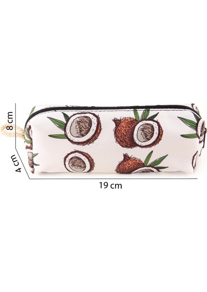 4'lü Set Hindistan Cevizi Desenli Sırt Çantası Kalemlik Makyaj Çantası Büyük Boy Makyaj Çantası modelleri