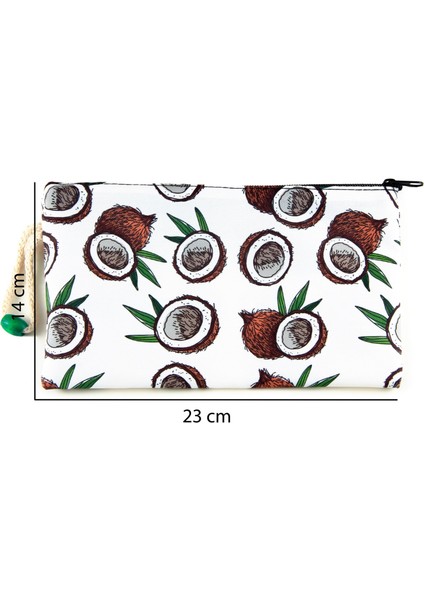 4'lü Set Hindistan Cevizi Desenli Sırt Çantası Kalemlik Makyaj Çantası Büyük Boy Makyaj Çantası indirimleri