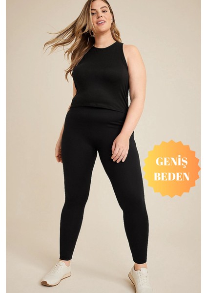 Curve Kadın Büyük Beden Toparlayıcı Inceltici Yuksek Bel Siyah Tayt