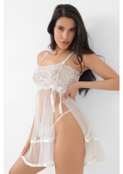 Beyaz Şifon Pileli GECELIK-835 fiyatları