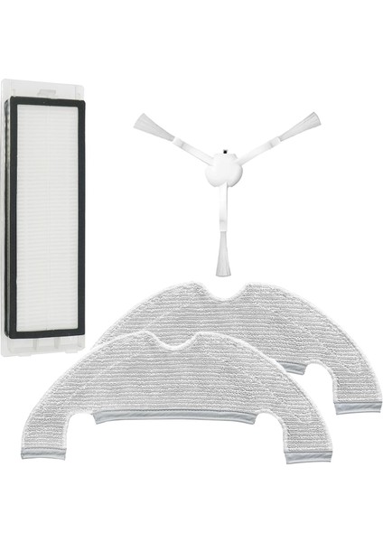 Xiaomi X10 , X10 + Plus Uyumlu Beyaz Yan Fırça - Filtre - Mop Bezi