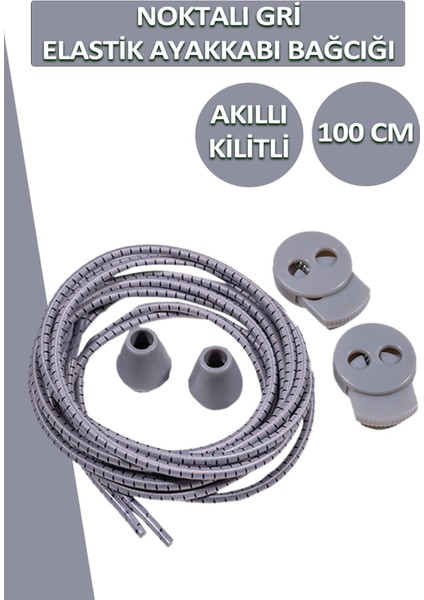 Akıllı Kilitli Elastik Noktalı Ayakkabı Bağcık 100 cm