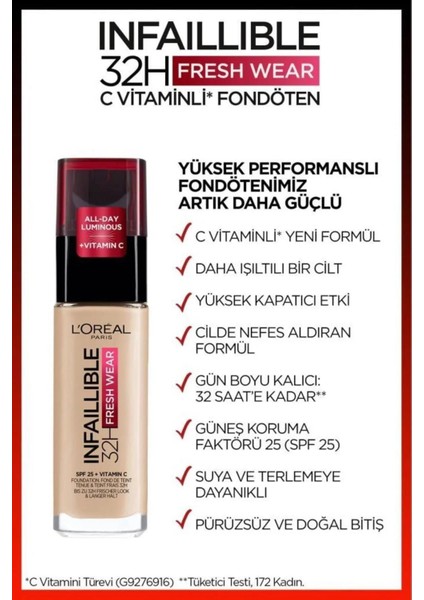 3 Adet Infaillible Fresh Wear 32H Fondöten SPF25 Golden Vanilla 120 ve Rosıe