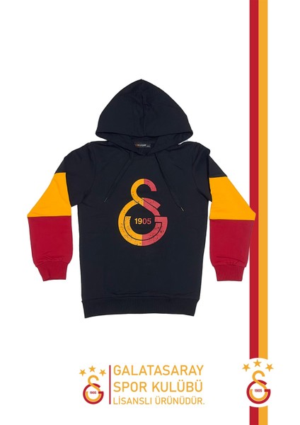 Orijinal Lisanslı Logo Siyah Kapüşonlu Sweat