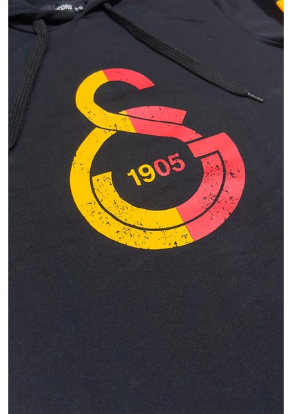 Orijinal Lisanslı Logo Siyah Kapüşonlu Sweat