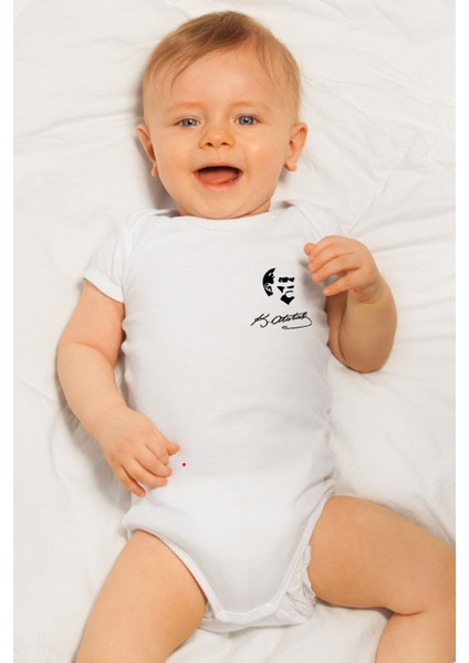Kısa Kollu Atatürk Baskılı Organik Pamuk Çıtçıtlı Bebek Body&zıbın fiyatları