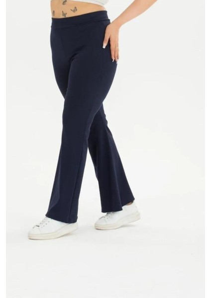 Curve Büyük Beden Fitilli Ispanyol Paça Şardonlu Polarlı Yüksek Bel Toparlayıcı Lacivert Tayt fiyatları