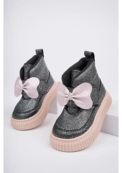 Beyaz (Arzen) Mini Termo Kaymaz Taban Cırtlı Papyonlı Günük Çocuk Rahat Bot Siyah Pudra fiyatları