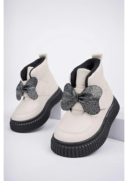 Beyaz (Arzen) Mini Termo Kaymaz Taban Cırtlı Papyonlı Günük Çocuk Rahat Bot Bej fiyatları