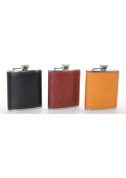 Paslanmaz Çelik Tekli 7 Oz Derili Matara ALK2660