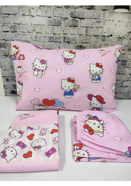 Tek Kişilik Hello Kitty Yorgan Kılıfı 1 Adet Yastık Kılıfı