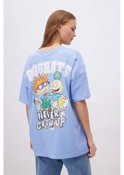 Coool Rugrats Oversize Fit Bisiklet Yaka Kısa Kollu Tişört Mavi