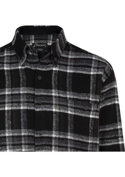 Regular Fit Erkek Kışlık Hakiki Oduncu Gömleği SIYAH-6922 fiyatları