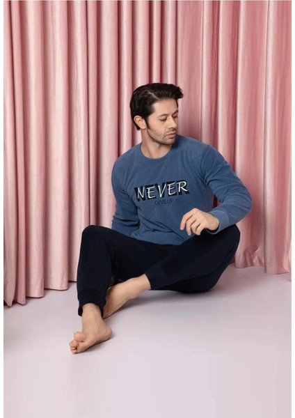 Erkek Bisiklet Yaka Kışlık Polar Pijama Takımı A100/73 - 1 Adet
