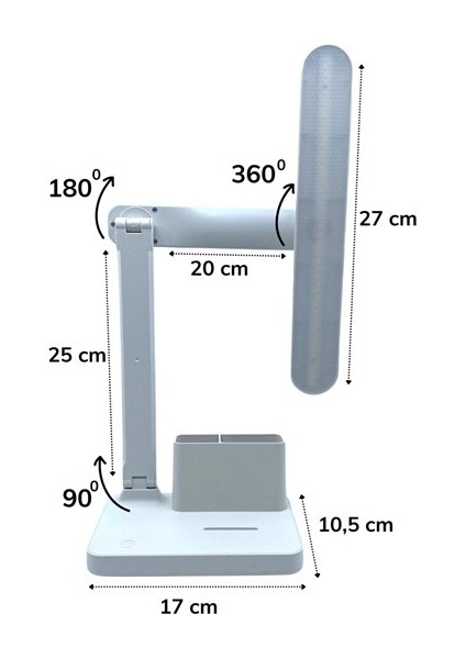 Kalemlikli USB Şarjlı Dokunmatik 3 Kademeli Özel Göz Korumalı LED Lityum Masa Lambası