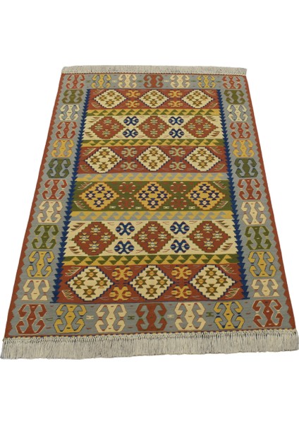 Yeni El Dokuma Otantik Ender Ince Balıkesir Yörük Yün Kilim 5214