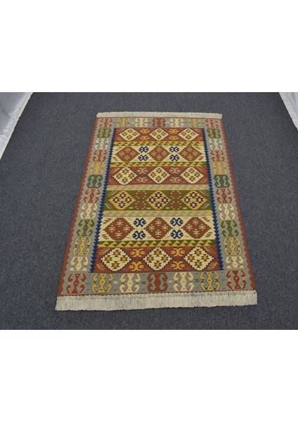 Yeni El Dokuma Otantik Ender Ince Balıkesir Yörük Yün Kilim 5214