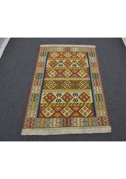 Yeni El Dokuma Otantik Ender Ince Balıkesir Yörük Yün Kilim 5214