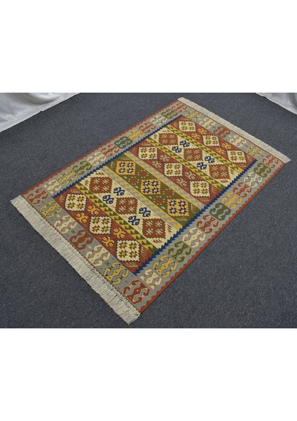 Yeni El Dokuma Otantik Ender Ince Balıkesir Yörük Yün Kilim 5214